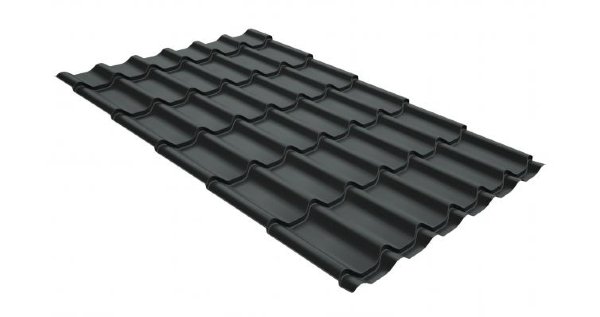 Металлочерепица классик GL 0,5 GreenCoat Pural Matt RR 23 темно-серый (RAL 7024 мокрый асфальт) купить в Можайске