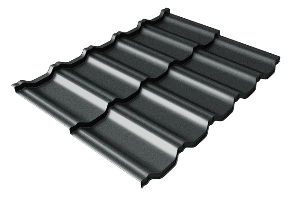 Металлочерепица модульная Квинта Uno Grand Line c 3D резом 0,5 Satin RAL 7016 антрацитово-серый купить в Можайске