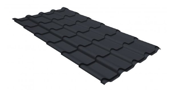 Металлочерепица камея GL 0,5 GreenCoat Pural RR 23 темно-серый (RAL 7024 мокрый асфальт) купить в Можайске