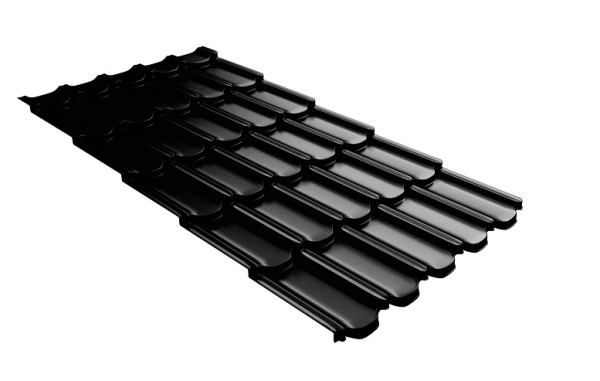 Металлочерепица квинта плюс с 3D резом 0,5 GreenСoat Pural Matt RR 33 черный (RAL 9005 черный) купить в Можайске