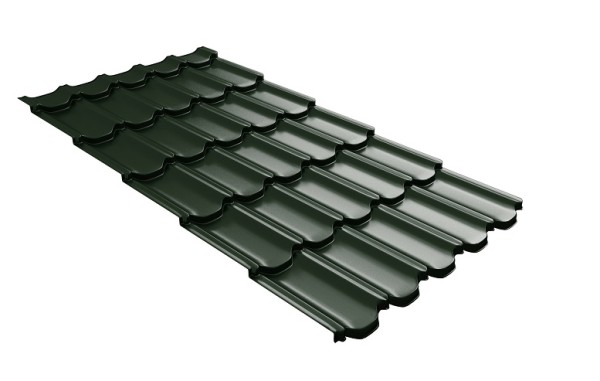 Металлочерепица квинта плюс с 3D резом 0,5 GreenСoat Pural RR 11 темно-зеленый (RAL 6020 хромовая зелень) купить в Можайске