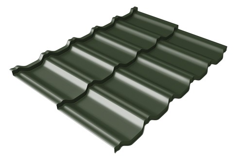 Металлочерепица модульная Квинта Uno Grand Line c 3D резом 0,5 GreenСoat Pural Matt RR 11 темно-зеленый (RAL 6020 хромовая зелень) купить в Можайске