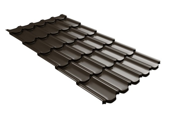 Металлочерепица квинта плюс с 3D резом 0,5 GreenСoat Pural RR 32 темно-коричневый (RAL 8019 серо-коричневый) купить в Можайске