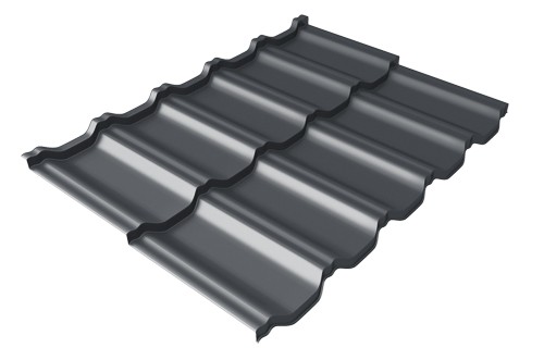 Металлочерепица модульная Квинта Uno Grand Line c 3D резом 0,45 PE RAL 7024 мокрый асфальт купить в Можайске