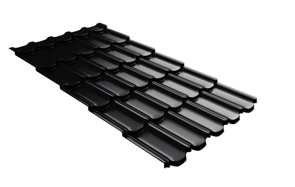 Металлочерепица квинта плюс с 3D резом 0,5 Quarzit lite RAL 9005 черный купить в Можайске