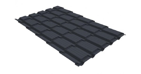 Металлочерепица GL квадро профи 0,5 GreenCoat Pural RR 23 темно-серый (RAL 7024) мокрый асфальт купить в Можайске