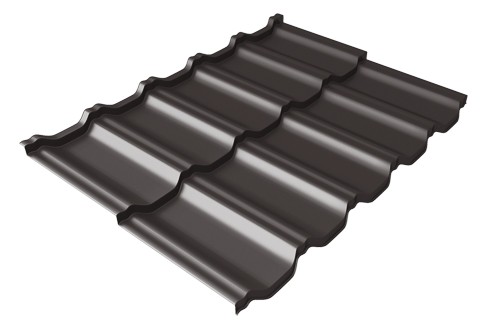 Металлочерепица модульная Квинта Uno Grand Line c 3D резом 0,5 Satin RR 32 темно-коричневый купить в Можайске