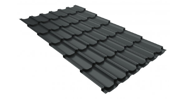 Металлочерепица квинта плюс 0,5 GreenCoat Pural Matt RR 23 темно-серый (RAL 7024 мокрый асфальт) купить в Можайске