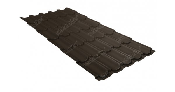 Металлочерепица квинта плюс 0,5 GreenCoat Pural Matt RR 32 темно-коричневый (RAL 8019 серо-коричневый) купить в Можайске